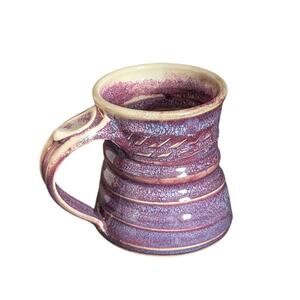 Purple Banded Studio Pottery Mug Signed 12
